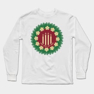 Four Advent candles lit in anticipation of the birth of Jesus Christ Long Sleeve T-Shirt